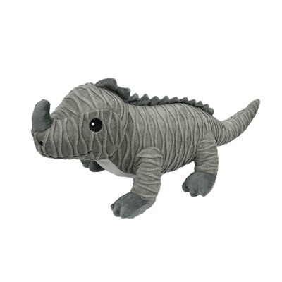 Petlou Petlou Groovys Rhino Iguana Squeaky Plush Dog Toy, 22-in