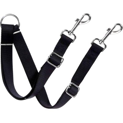 SunGrow SunGrow Adjustable Dual Leash Coupler 360 Swivel Splitter Dog Training Leash, Black, 16-24-inch