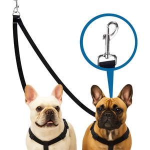 SunGrow Adjustable Dual Leash Coupler 360 Swivel Splitter Dog Training Leash, Black, 16-24-inch