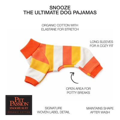 Show full view: Pet Passion Snooze The Ultimate Pajama Machine Washable Stripes Dog Pajamas, Corny Candy Stripe, Small slide 3 of 4