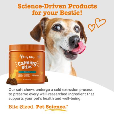 Show full view: Zesty Paws Hemp Calming Bites Peanut Butter Flavored Soft Chews Composure & Relaxation Supplement for Dogs, 90 count slide 6 of 9