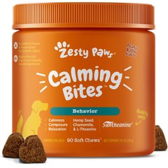 Zesty Paws Hemp Calming Bites Peanut Butter Flavored Soft Chews Composure & Relaxation Supplement for Dogs, 90 count