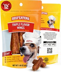 Beefeaters Triple Flavor Wings Jerky Dog Treat, 1.48-oz bag, case of 12