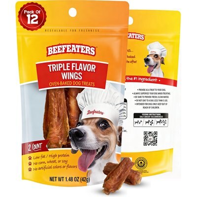 Beefeaters Beefeaters Triple Flavor Wings Jerky Dog Treat, 1.48-oz bag, case of 12