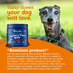 Zesty Paws Advanced Urinary Tract Bites Chicken Flavored Soft Chew Kidney Supplement for Senior Dogs, 90 count