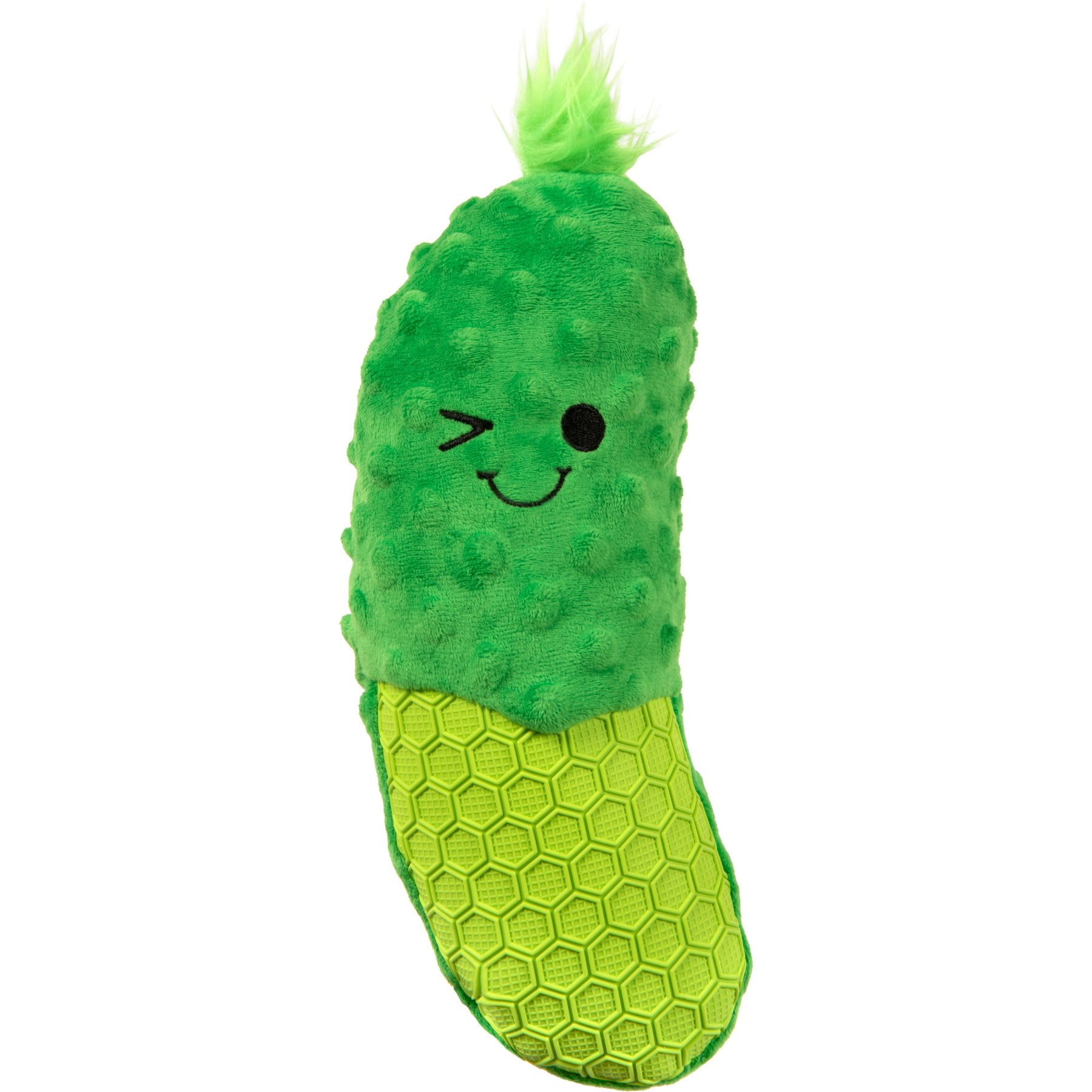 GoDog Tough N Texture Dillbert Pickle Chew Guard Technology Plush & Textured Silicone Squeaky Dog Toy