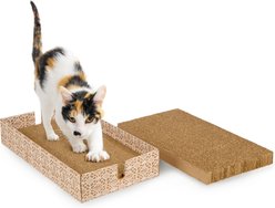 SmartyKat Instincts Scratcher's Choice+ Bed Box & Reversible Corrugated Catnip Cat Scratch Blocks