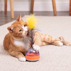 SmartyKat Instincts Swirl 'N Spin Electronic Spinning Light Cat Toy with Feathers & Ribbons slide 2 of 6