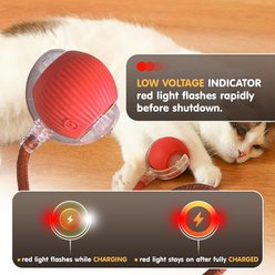 Kseroo Indoor Smart Interactive Rolling Ball with Tail exercise Cat Toy, Red slide 2 of 9