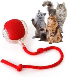 NonoPets Smart Interactive Self-Rolling Glowing & Light-Up Chasers Ball Cat Toy, Red