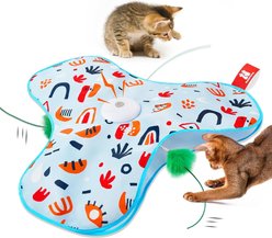 NonoPets Automatic Rotating Butterfly Feather Mat Glowing & Light-Up Chasers Cat Toy, Blue