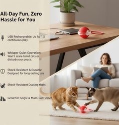 NonoPets Smart Interactive Self-Rolling Feather Glowing & Light-Up Chasers Ball Cat Toy, Blue slide 2 of 9