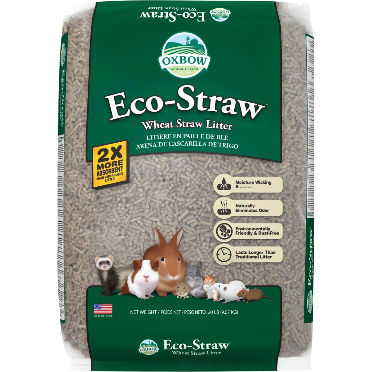 Oxbow Bene Terra Eco-Straw Pelleted Wheat Small Animal Litter, 20-lb