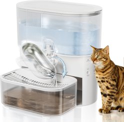 SOLOWINNER Wireless Stainless Steel Bowl Dog & Cat Water Fountain, 3.5-L, White