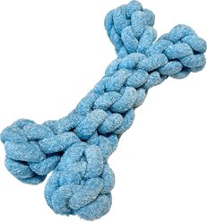 fouFIT Velvet Knotted Rope Bone Tough Chewer Tug Dog Toy, Blue