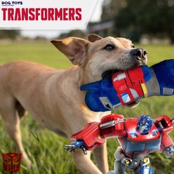 Hasbro Crunch Water Bottle Optimus Prime Crinkle Plush Dog Toy, Blue/Red/Gray, 11-in slide 2 of 5