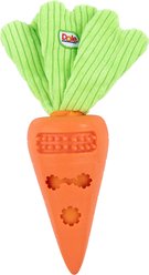 Dole 2-in-1 CarrotPop Rubber Squeaky Mini Plush Dog Treat Dispenser Toy, 7-in
