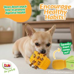 Dole 2-in-1 PinePop Durable Squeaky Mini Plush Dog Treat Dispenser Toy, 7-in slide 2 of 7