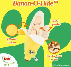 Dole Banan-O-Hide Squeaky Plush Dog Treat Dispenser Toy, 10-in slide 2 of 7