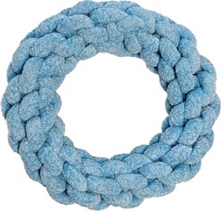 fouFIT Velvet Knotted Rope Ring Tough Chewer Tug Dog Toy, Blue