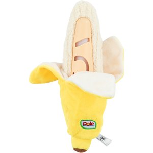 Dole Products Banan-O-Hide Squeaky Plush Dog Treat Dispenser Toy, 10-in