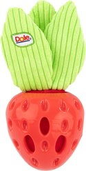 Dole 2-in-1 BerryPop Rubber Squeaky Mini Plush Dog Treat Dispenser Toy, 7-in