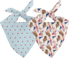 Dog Bandana Co. American Summer Tie On Reversible Dog Bandana, Blue, Small
