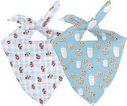 Dog Bandana Co. Cookie & Ladybug Tie On Reversible Dog Bandana, Blue, Small