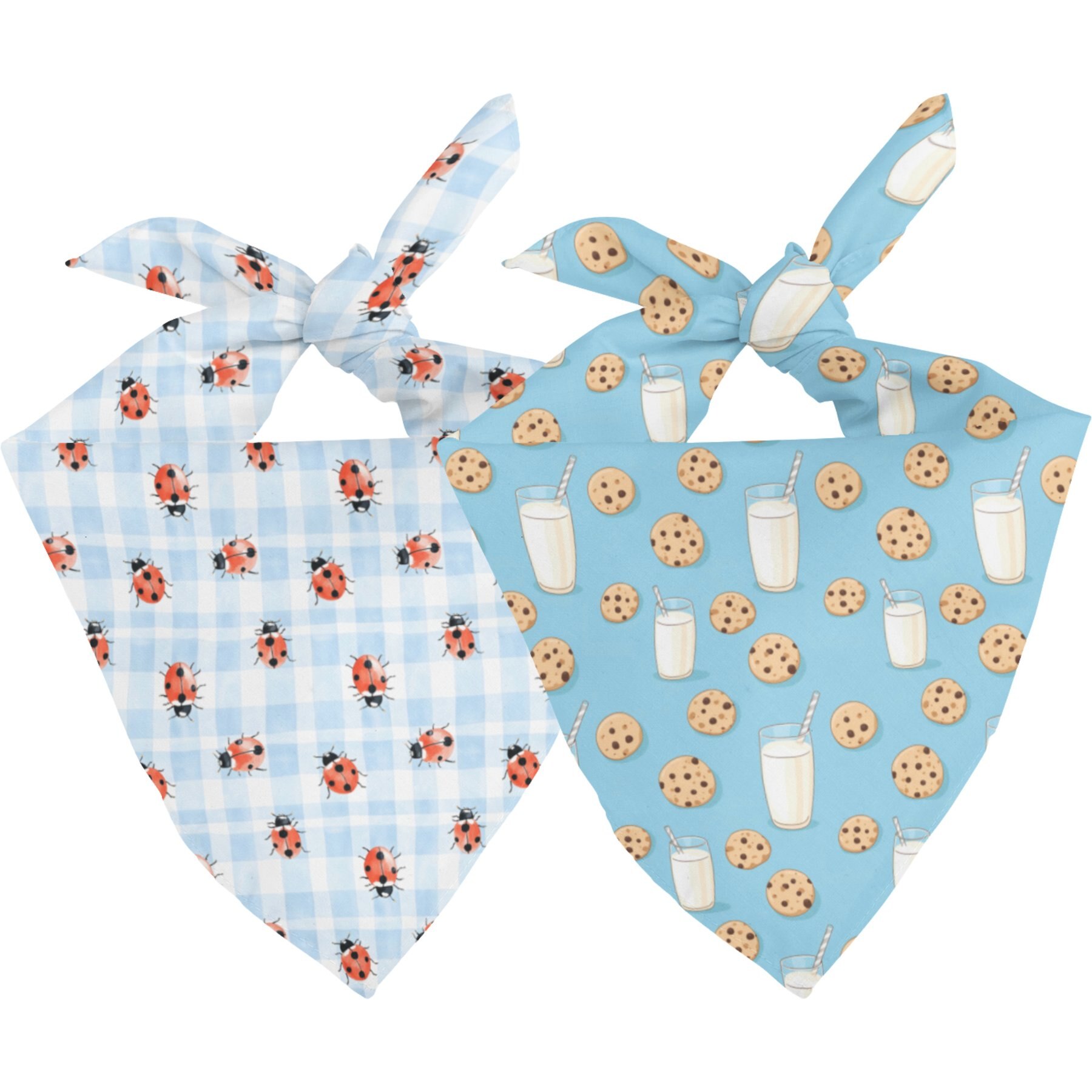 Dog Bandana Co. Cookie & Ladybug Tie On Reversible Dog Bandana, Blue, Small