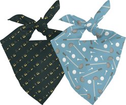 Dog Bandana Co. Tee Time Tie On Reversible Dog Bandana, Green, Small