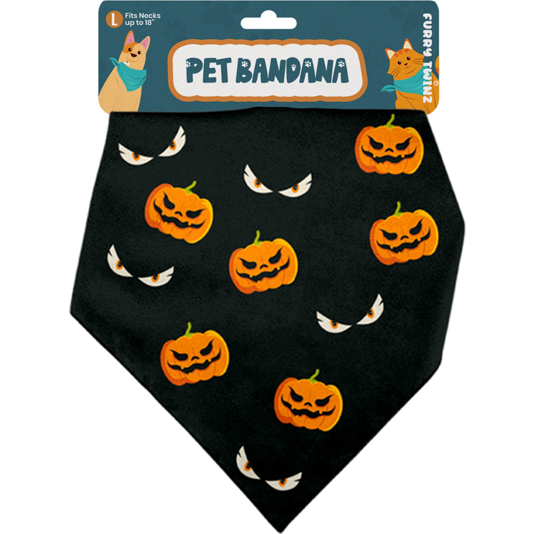 Furry Twinz Pumpkin Eye Halloween Dog & Cat Bandana