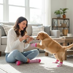 Furry Twinz Breast Cancer Awareness Matching Pet & Owner Fun Socks slide 2 of 3