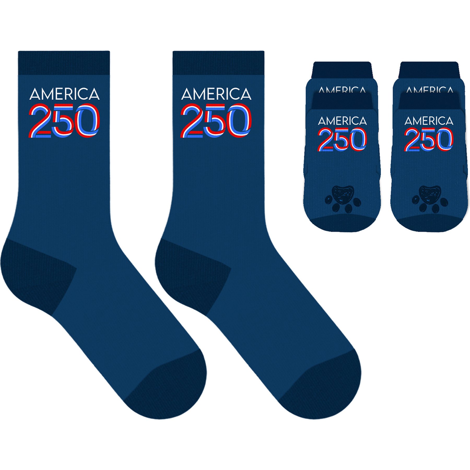 Furry Twinz Americana 250 Navy Matching Pet & Owner Fun Socks
