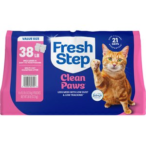 Fresh Step Clean Paws Febreze Freshness Scented Multi-Cat Clumping Cat Litter, 38-lb