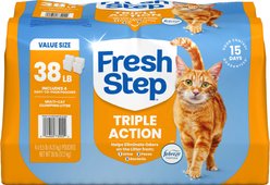 Fresh Step Triple Action Febreze Freshness Scented Multi-Cat Clumping Clay Cat Litter, 9.5-lb bag, 4 count