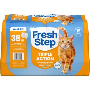 Fresh Step Triple Action Febreze Freshness Scented Multi-Cat Clumping Clay Cat Litter, 9.5-lb bag, 4 count