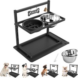 ADENGL Elevated Dog Bowls with Silicone Mat, Black, Large: 7-cup