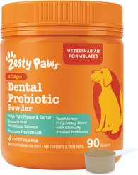 Zesty Paws Bacon Flavored Dental Support Powder Supplement for Dogs, 3.17-oz jar