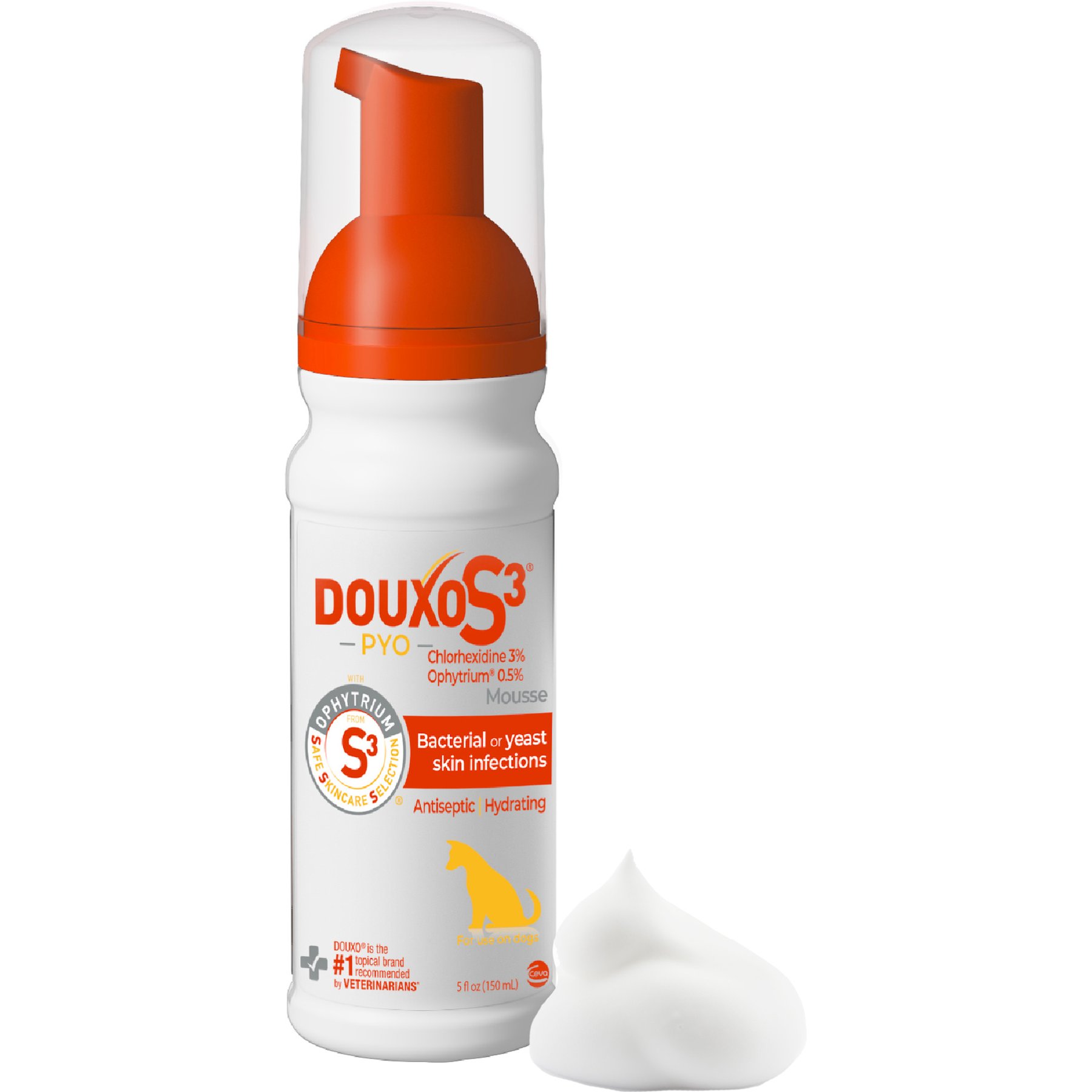 Douxo S3 PYO Antiseptic Antifungal Chlorhexidine Dog Mousse, 5.1-oz bottle