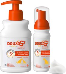 Douxo S3 PYO Antiseptic Antifungal Chlorhexidine Dog & Cat Shampoo, 6.7-oz bottle + PYO Antiseptic Antifungal Chlorhexidine Dog Mousse, 5.1-oz bottle