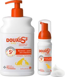Douxo S3 PYO Antiseptic Antifungal Chlorhexidine Mousse, 5.1-oz bottle + Dog & Cat Shampoo, 16.9-oz bottle