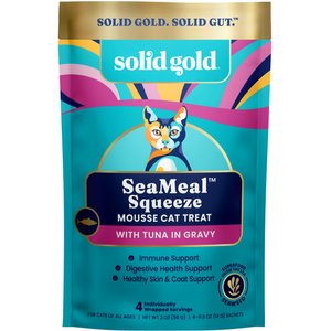 Solid Gold SeaMeal Mousse Lickable Squeeze Tuna Skin & Coat Digestive & Immune Health Cat Treats, 4 count