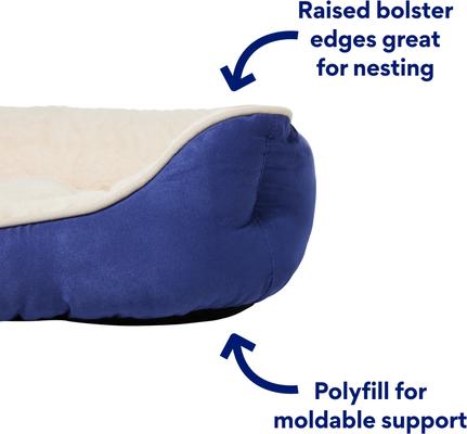 Show full view: Frisco Faux Suede Bolster Cat & Dog Bed, Navy, Small slide 4 of 8