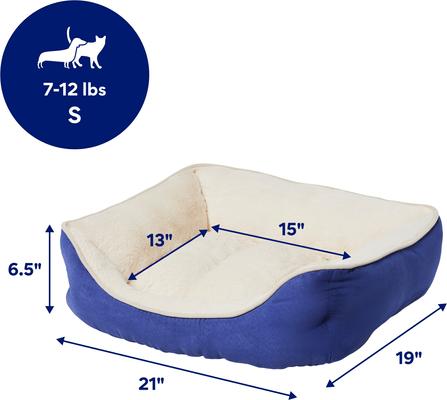 Show full view: Frisco Faux Suede Bolster Cat & Dog Bed, Navy, Small slide 2 of 8