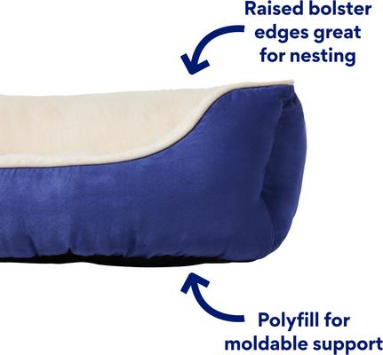 Show full view: Frisco Faux Suede Bolster Cat & Dog Bed, Navy, Large slide 4 of 8