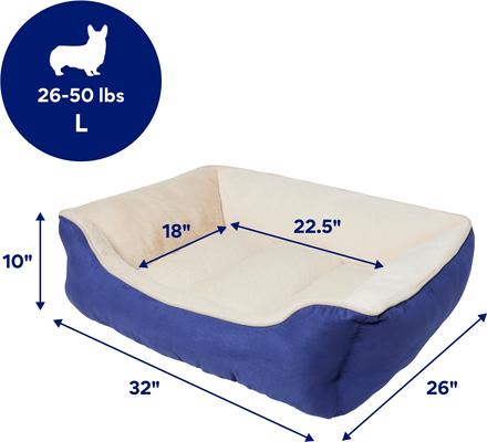 Show full view: Frisco Faux Suede Bolster Cat & Dog Bed, Navy, Large slide 2 of 8