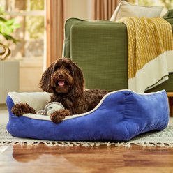 Frisco Faux Suede Bolster Cat & Dog Bed, Navy, Large