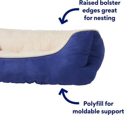Show full view: Frisco Faux Suede Bolster Cat & Dog Bed, Navy, Medium slide 4 of 8