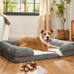 Frisco Plush Orthopedic Front Bolster Cat & Dog Bed w/Removable Cover, Gray, XX-Large