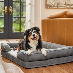 Frisco Plush Orthopedic Front Bolster Cat & Dog Bed w/Removable Cover, Gray, X-Large